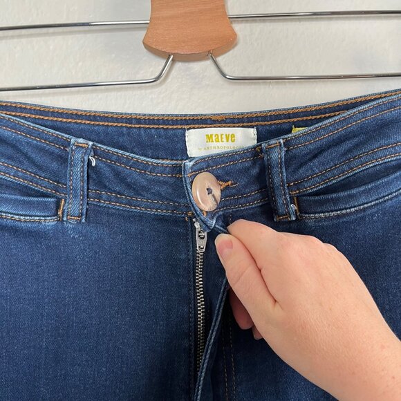 Maeve Anthropologie Wide-Leg Dark Wash Wide Leg Crop Jeans 31 raw hem - Picture 5 of 11